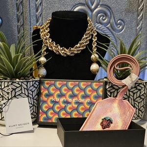 NIB Kurt Geiger Pink Metallic Southbank Lanyard Tag